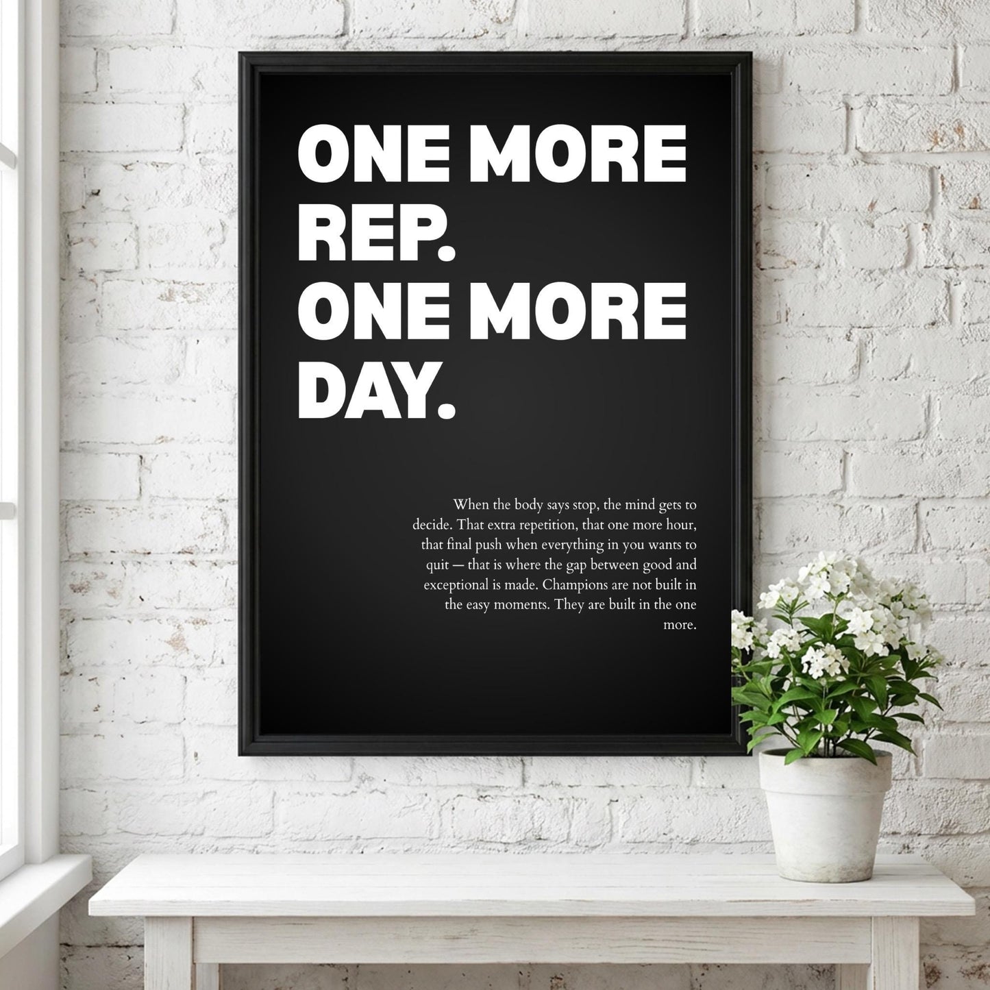 One More Rep One More Day Inspirational Poster | Persistence & Grit Wall Art | Motivational Office Print | Modern Home Decor