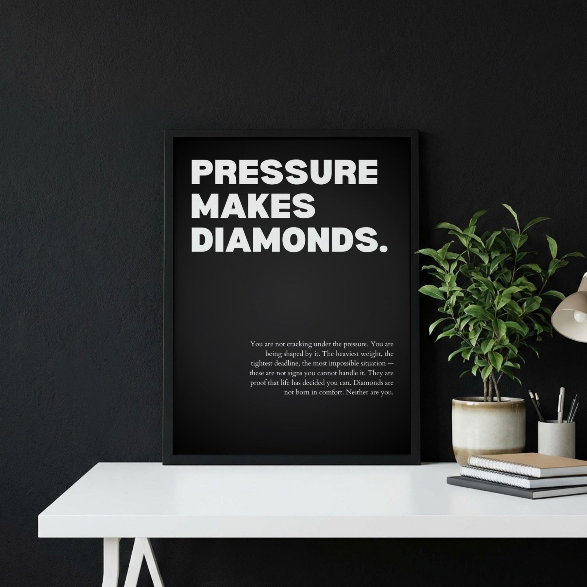 Pressure Makes Diamonds Inspirational Poster | Resilience & Growth Wall Art | Motivational Office Print | Modern Home Decor