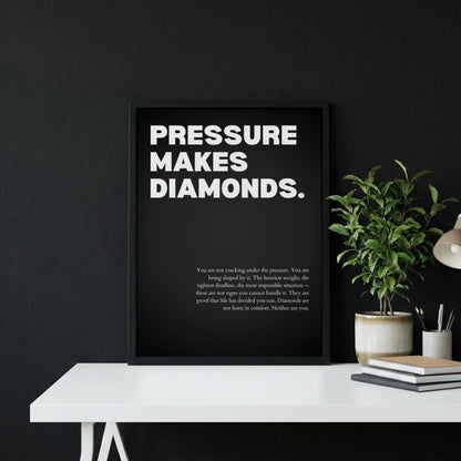Pressure Makes Diamonds Inspirational Poster | Resilience & Growth Wall Art | Motivational Office Print | Modern Home Decor