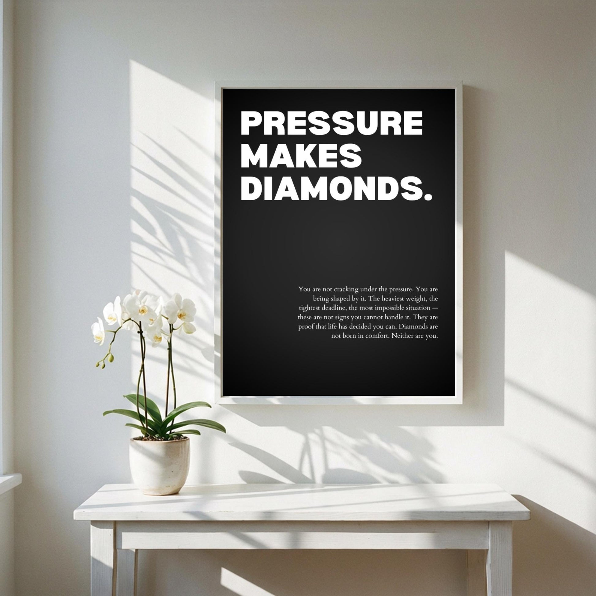 Pressure Makes Diamonds Inspirational Poster | Resilience & Growth Wall Art | Motivational Office Print | Modern Home Decor