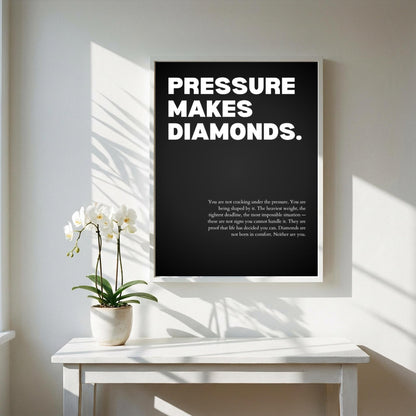 Pressure Makes Diamonds Inspirational Poster | Resilience & Growth Wall Art | Motivational Office Print | Modern Home Decor