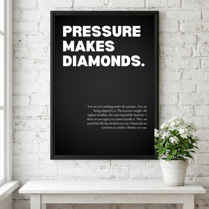 Pressure Makes Diamonds Inspirational Poster | Resilience & Growth Wall Art | Motivational Office Print | Modern Home Decor