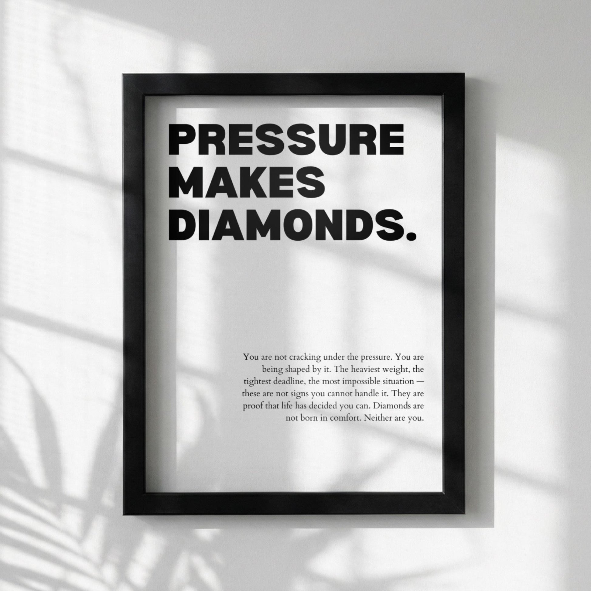 Pressure Makes Diamonds Inspirational Minimalist Poster | Resilience & Growth Wall Art | Motivational Office Print | Modern White Home Decor