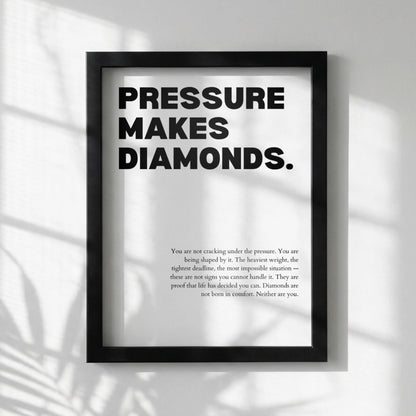 Pressure Makes Diamonds Inspirational Minimalist Poster | Resilience & Growth Wall Art | Motivational Office Print | Modern White Home Decor
