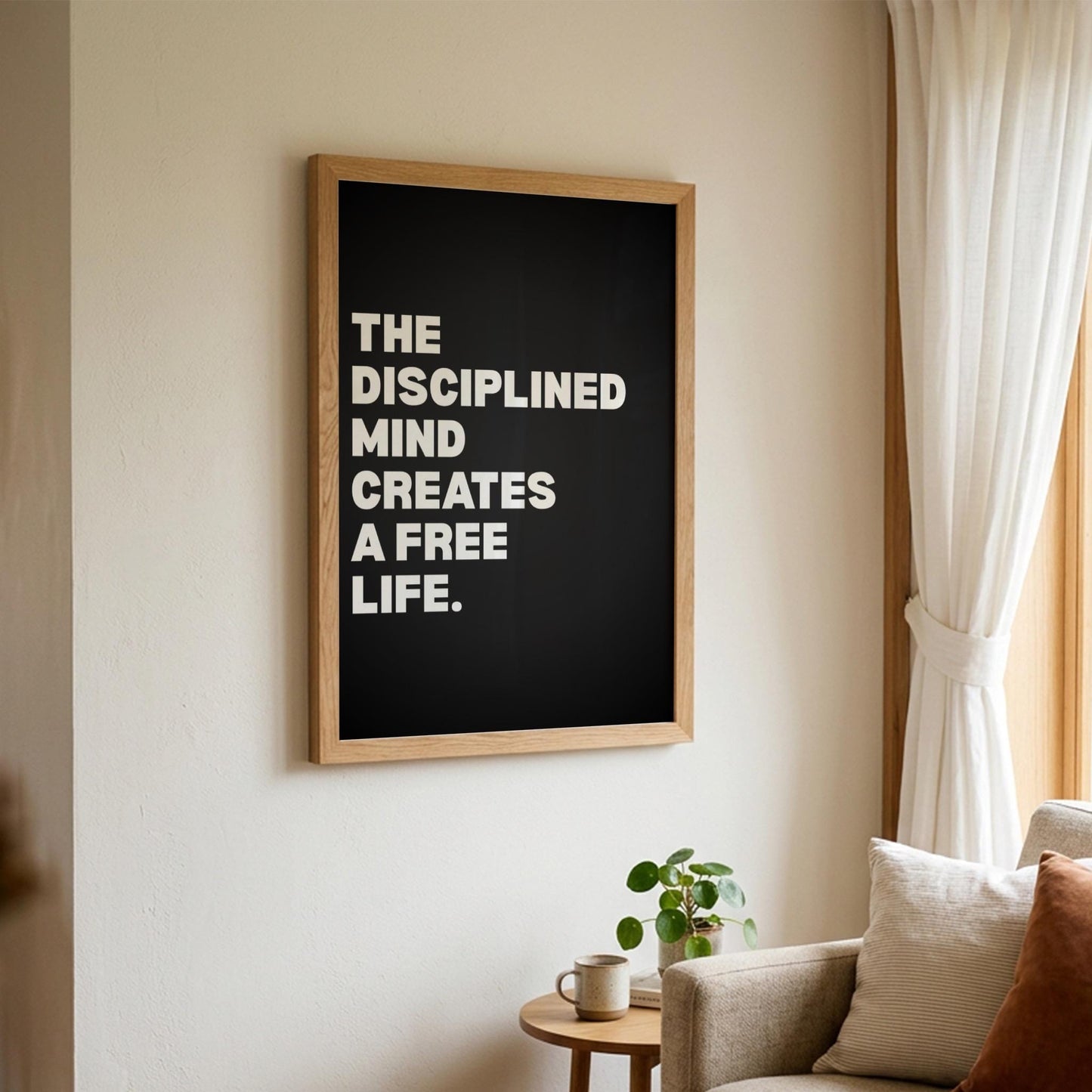 The Disciplined Mind Creates A Free Life Inspirational Poster | Mental Fortitude Wall Art | Motivational Office Print | Modern Home Decor
