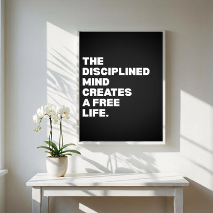 The Disciplined Mind Creates A Free Life Inspirational Poster | Mental Fortitude Wall Art | Motivational Office Print | Modern Home Decor