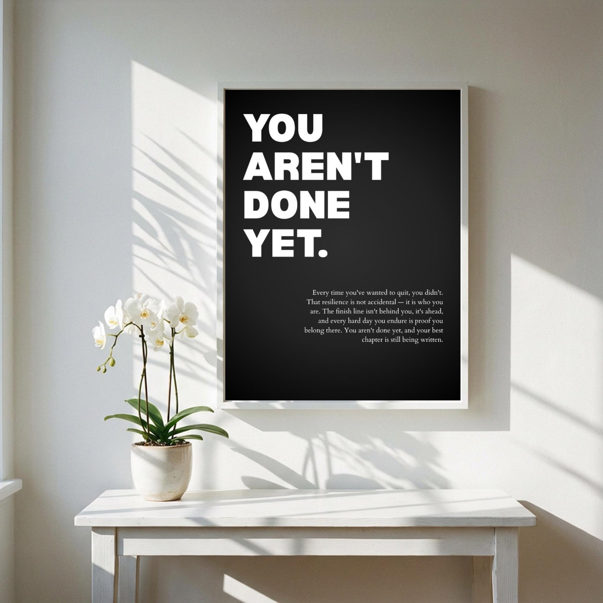 You Aren't Done Yet Inspirational Poster | Perseverance & Resilience Wall Art | Motivational Office Print | Modern Home Decor