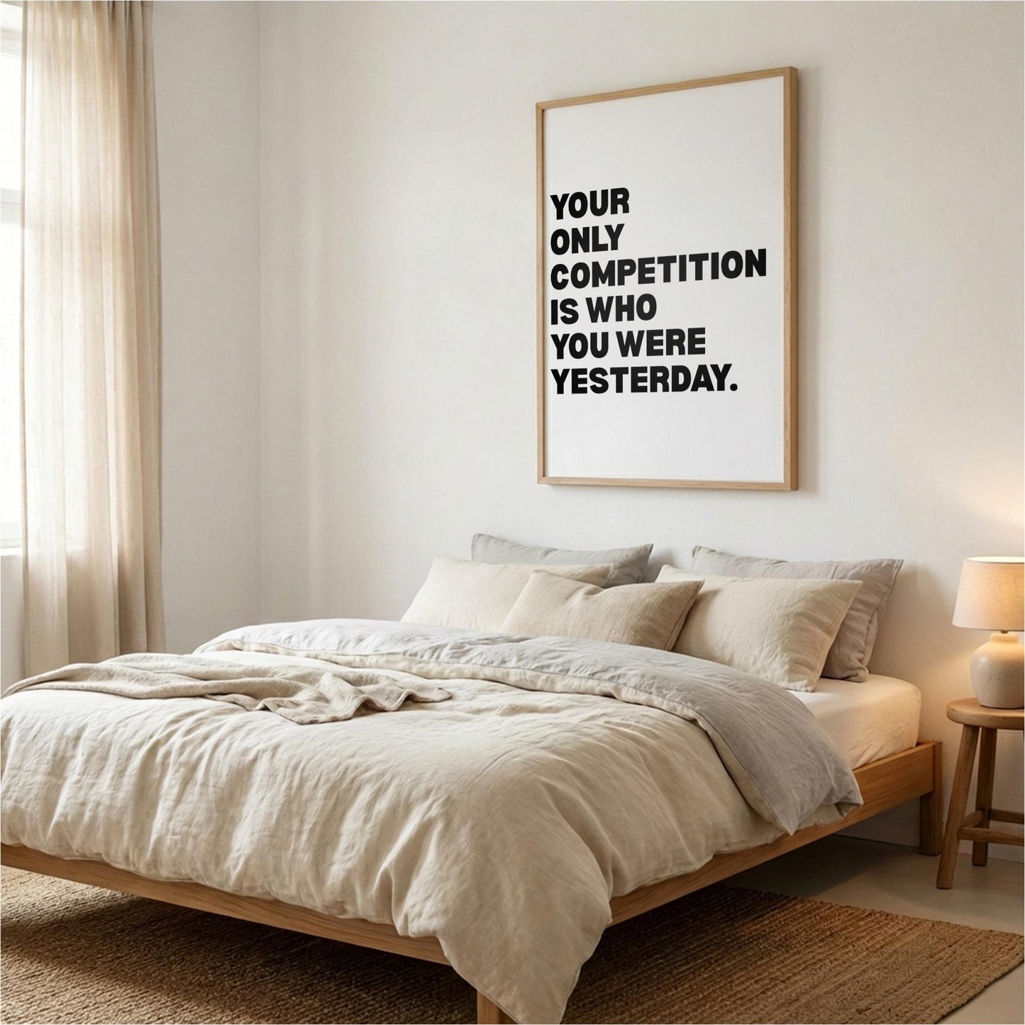 Your Only Competition Is You Inspirational Minimalist Poster | Self-Improvement & Growth Wall Art | Motivational Office Print | Modern White Home Decor