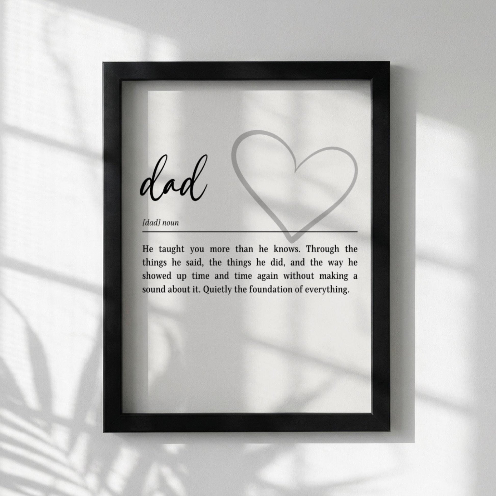 Dad Definition Print | Heart Wall Art | Father's Day Gift | Minimalist Typography Poster