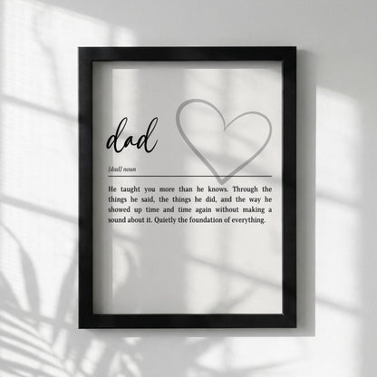 Dad Definition Print | Heart Wall Art | Father's Day Gift | Minimalist Typography Poster