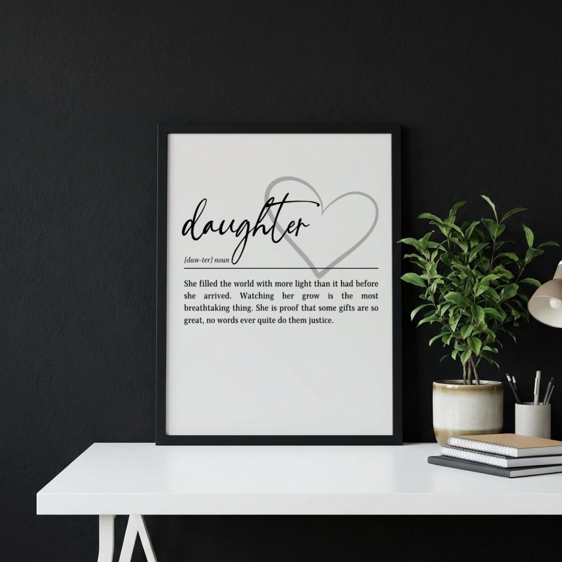 Daughter Definition Print | Heart Wall Art | Meaningful Gift for Daughter | Minimalist Typography