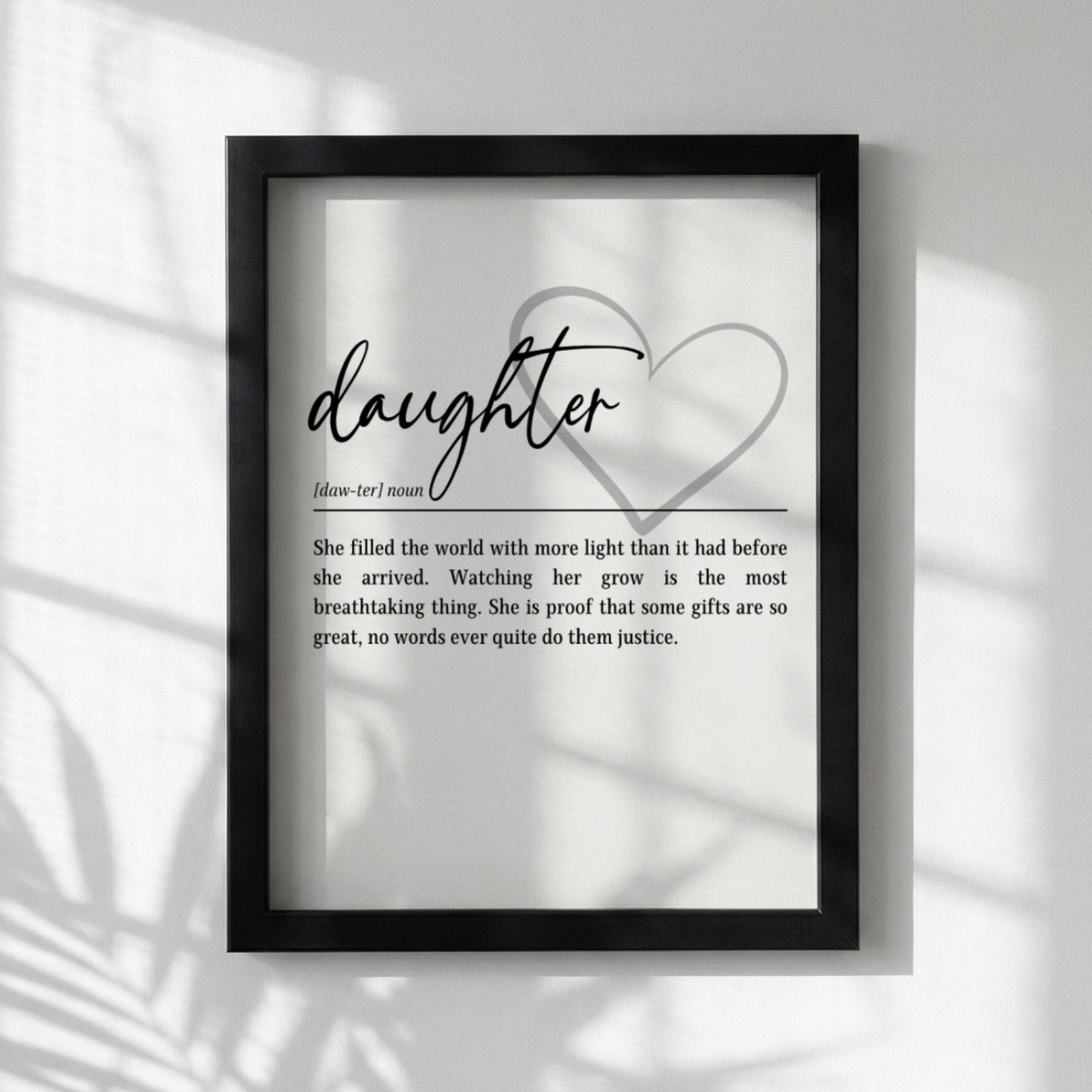 Daughter Definition Print | Heart Wall Art | Meaningful Gift for Daughter | Minimalist Typography