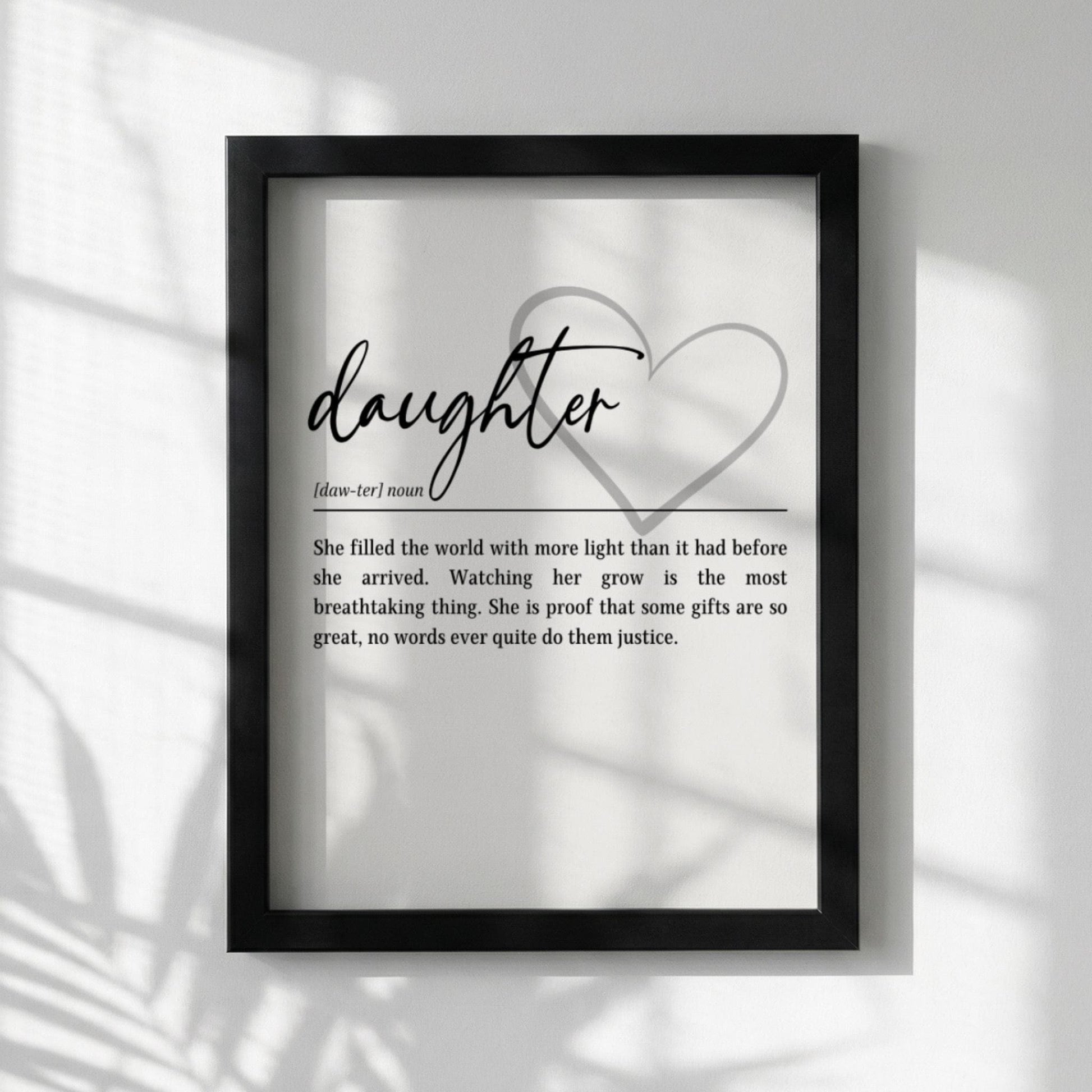 Daughter Definition Print | Heart Wall Art | Meaningful Gift for Daughter | Minimalist Typography