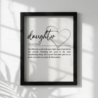 Daughter Definition Print | Heart Wall Art | Meaningful Gift for Daughter | Minimalist Typography