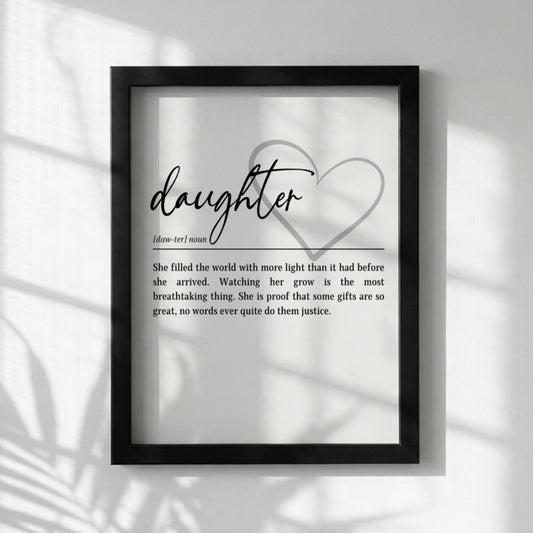 Daughter Definition Print | Heart Wall Art | Meaningful Gift for Daughter | Minimalist Typography