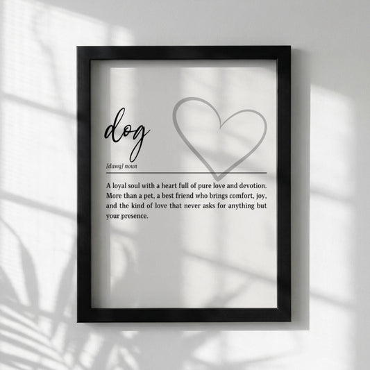Dog Definition Print | Minimalist Wall Art | Heart Illustration | Home Decor