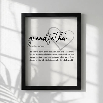 Grandfather Definition Print | Heart Quote Art | Sentimental Gift for Grandpa | Minimalist Typography