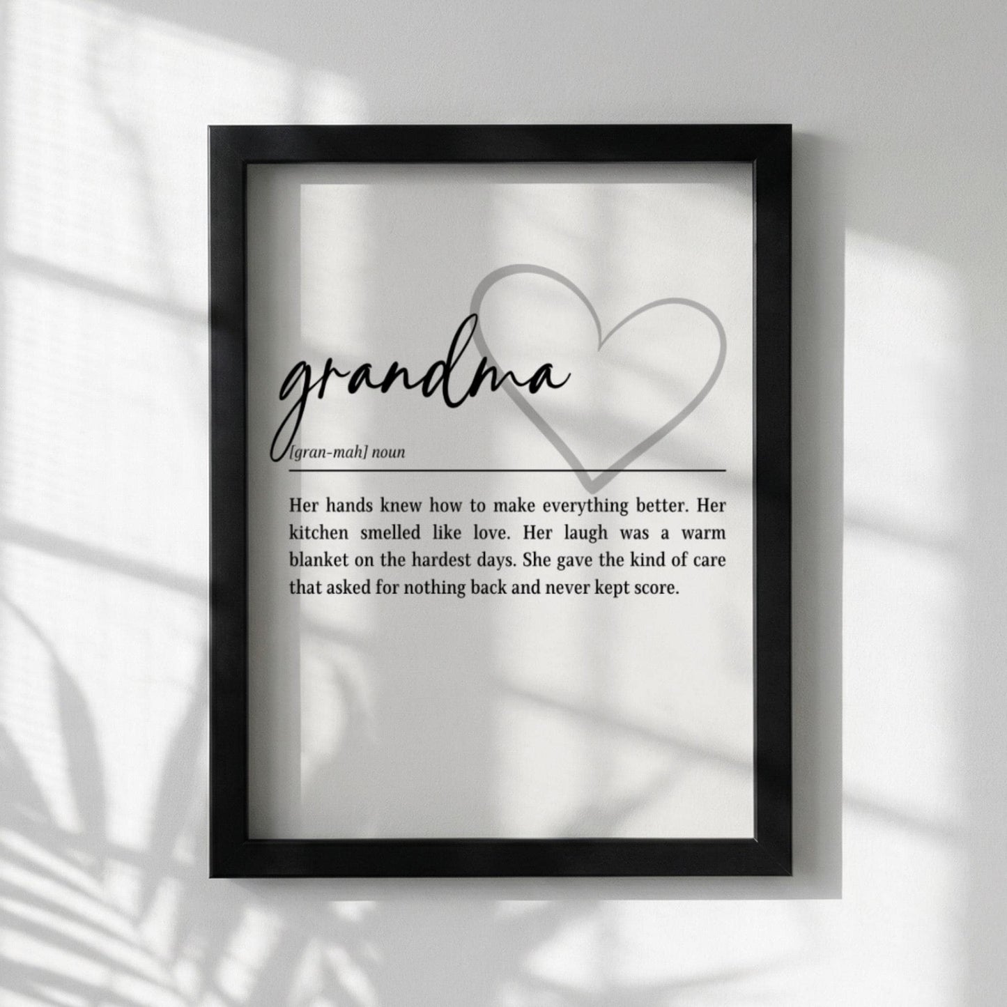 Grandma Definition Print | Heart Wall Art | Cozy Home Decor | Sentimental Gift