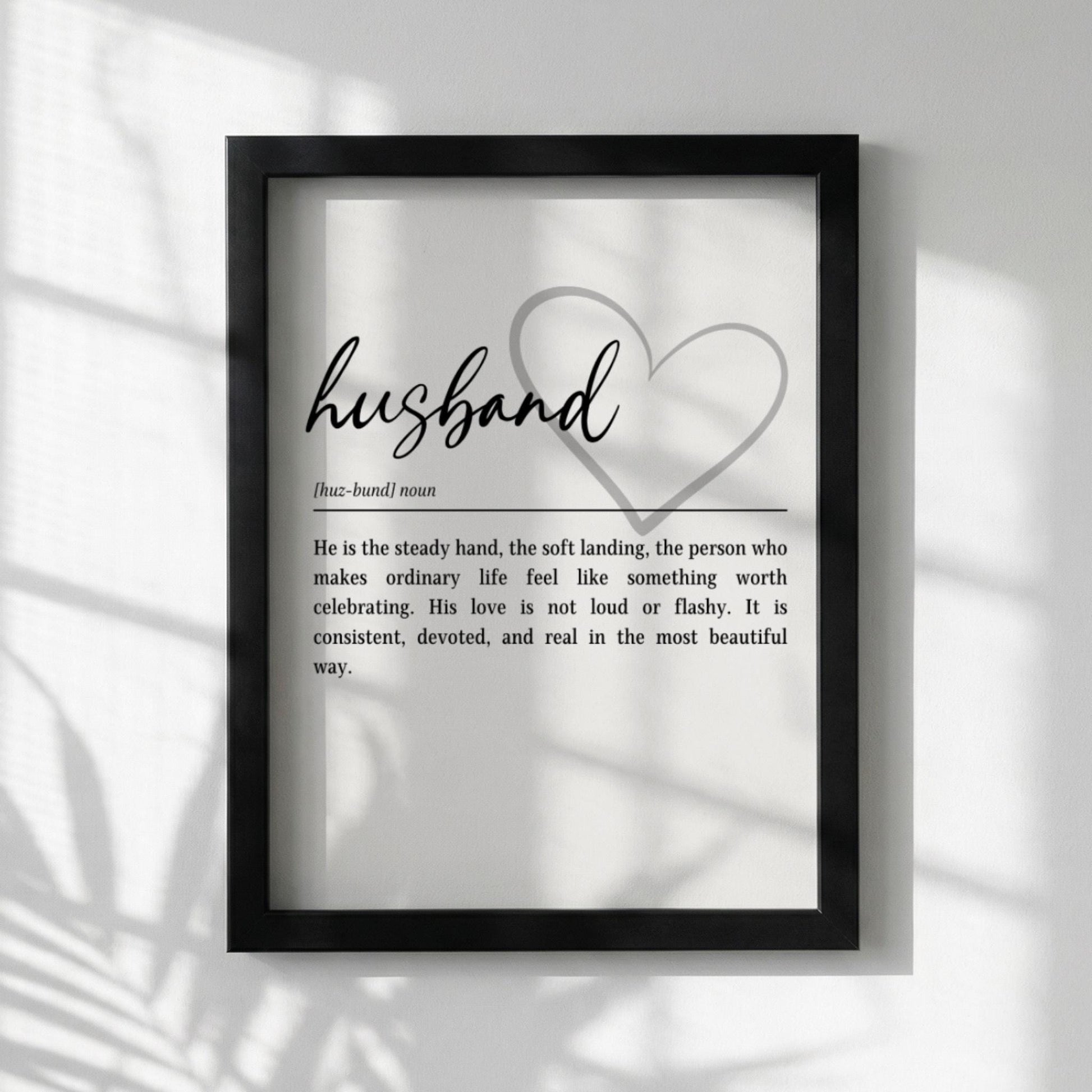 Husband Definition Print | Romantic Gift for Him | Minimalist Typography Wall Art | Modern Home Decor