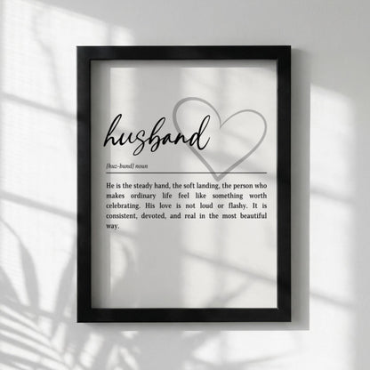 Husband Definition Print | Romantic Gift for Him | Minimalist Typography Wall Art | Modern Home Decor