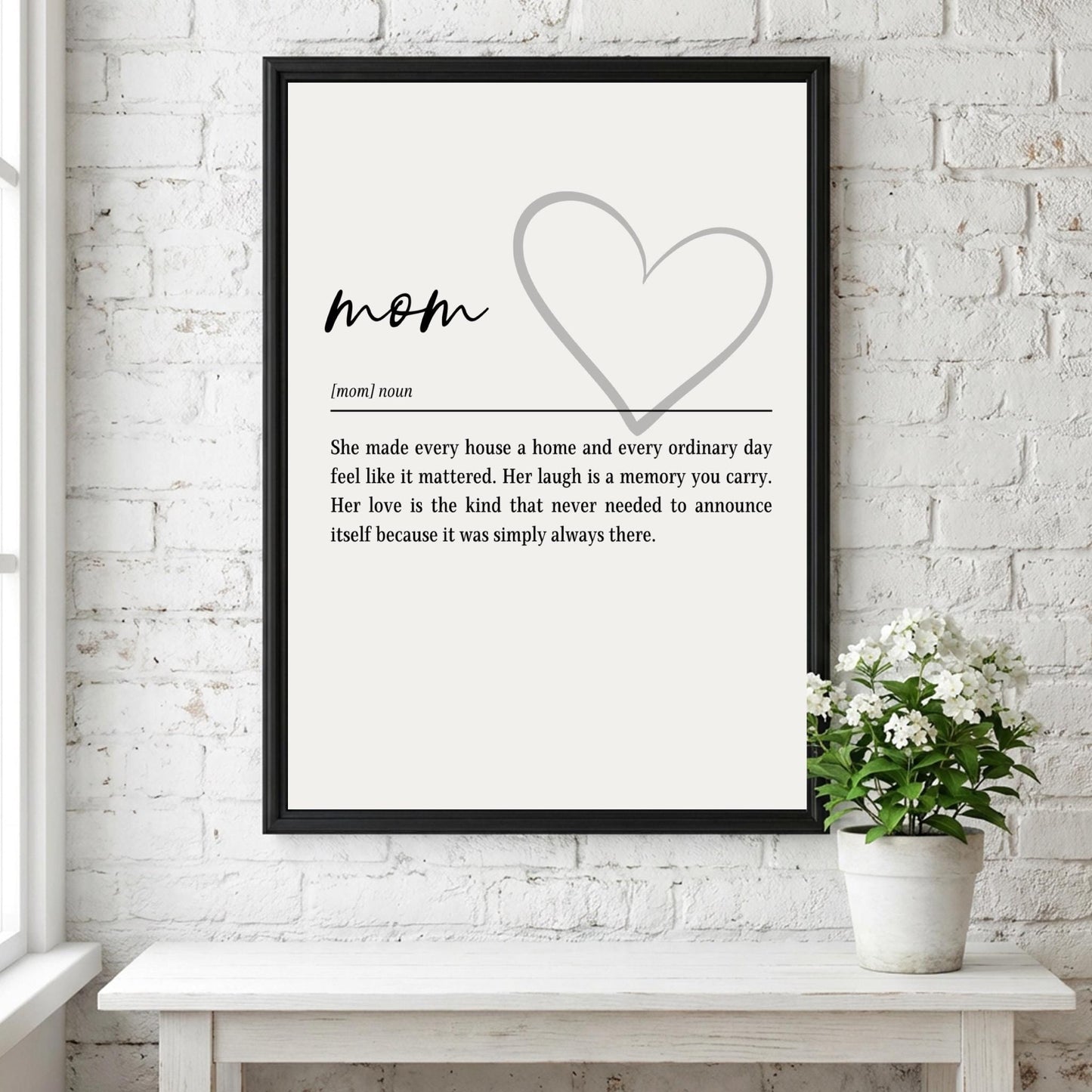 Mom Definition Print | Heart Wall Art | Mother's Day Gift | Minimalist Typography Quote