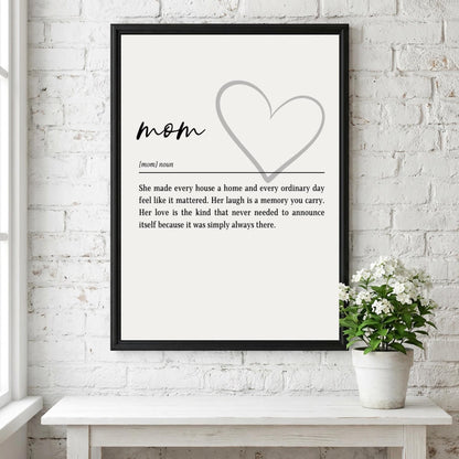 Mom Definition Print | Heart Wall Art | Mother's Day Gift | Minimalist Typography Quote