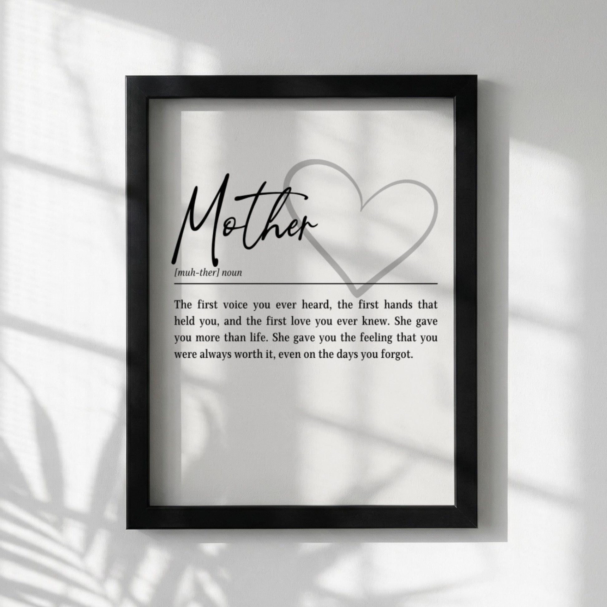 Mother Definition Print | Minimalist Typography Art | Heart Graphic | Mother's Day Gift | Nursery Decor