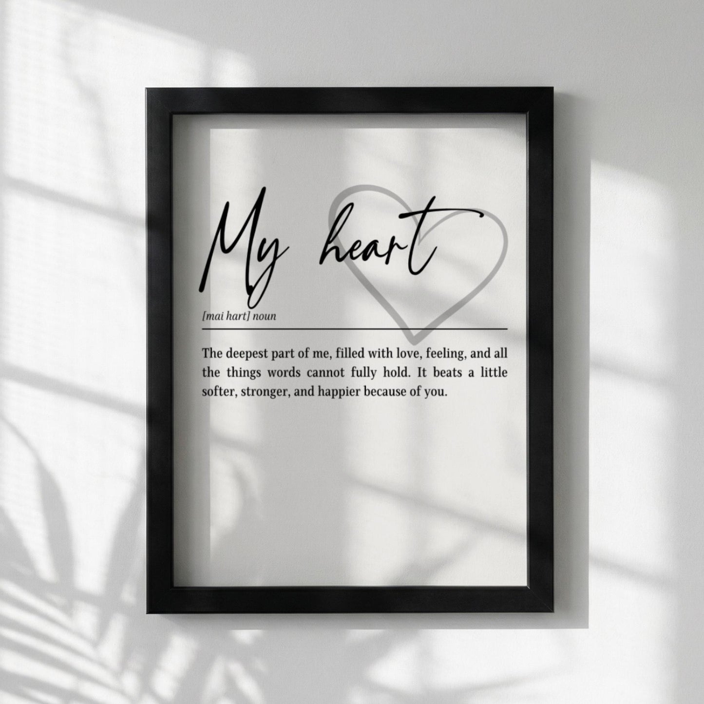 My Heart Definition Print | Romantic Wall Art | Minimalist Love Quote Poster