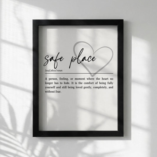 Safe Place Definition Print | Minimalist Typography Art | Inspirational Quote Wall Decor | Home Office Art