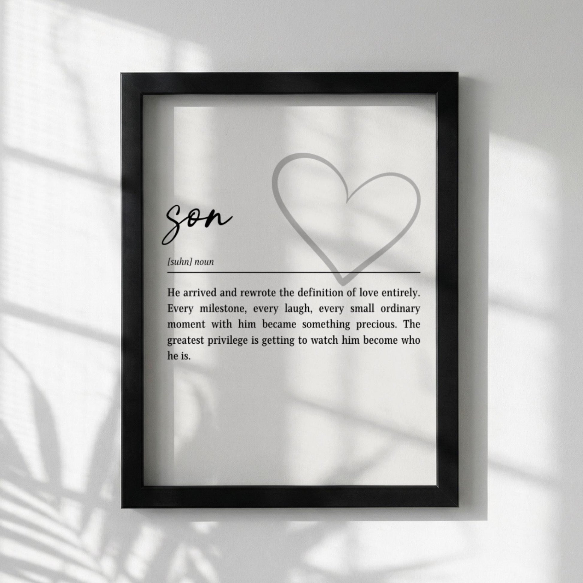 Son Definition Print | Heart Wall Art | New Dad Gift | Nursery Decor | Minimalist Typography
