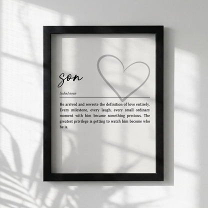 Son Definition Print | Heart Wall Art | New Dad Gift | Nursery Decor | Minimalist Typography