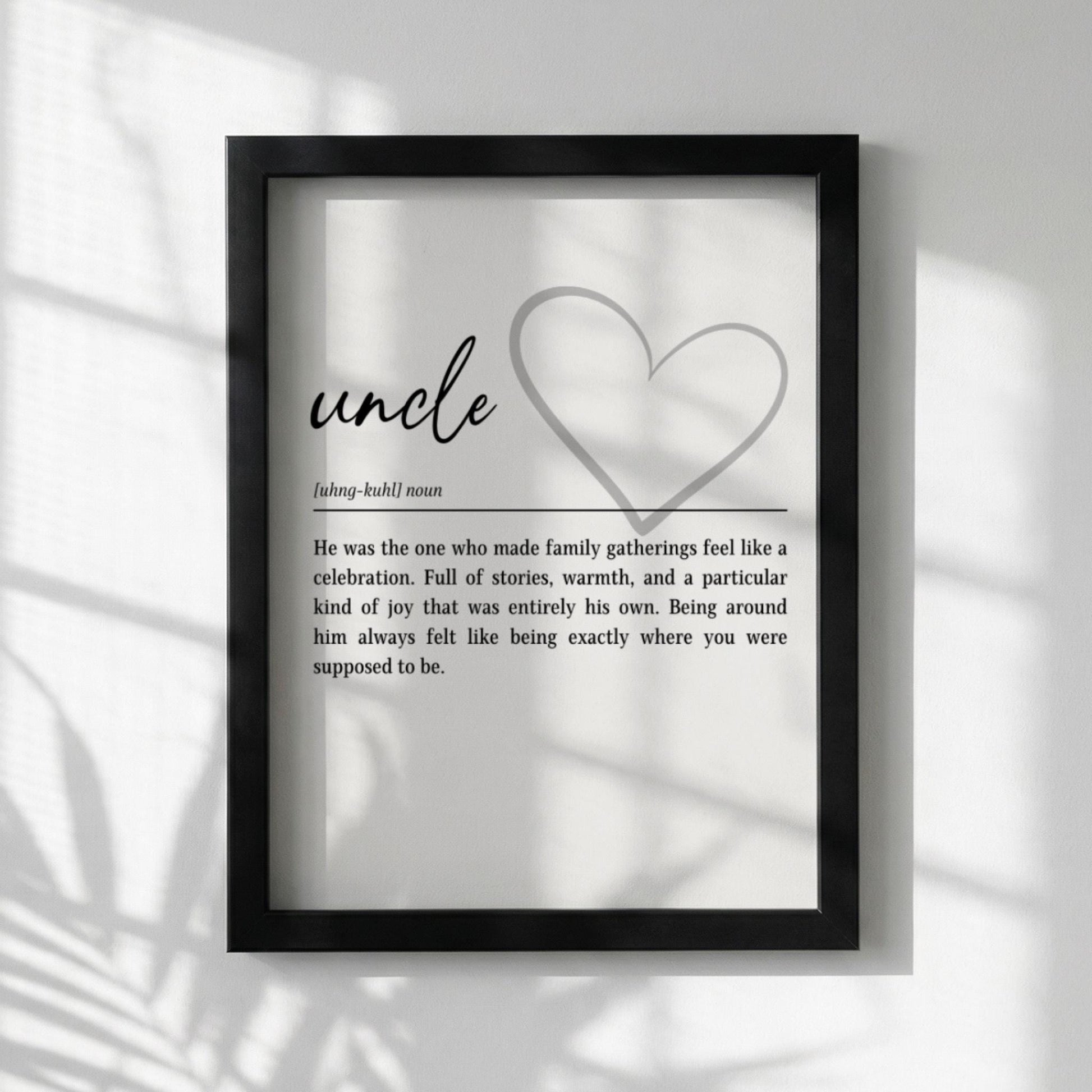 Uncle Definition Print | Heart Wall Art | Meaningful Gift for Uncle | Modern Typography Decor