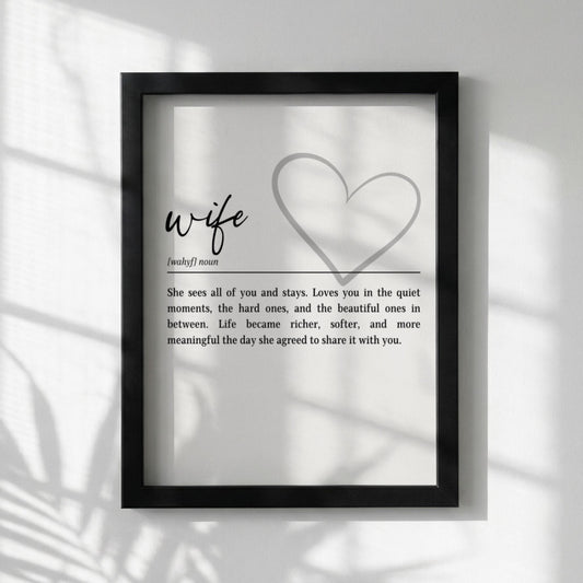 Wife Definition Print | Heart Wall Art | Meaningful Gift for Her | Minimalist Typography