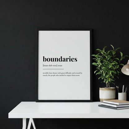 Boundaries Definition Poster | Funny Boundaries Meaning | Dictionary Style Wall Art | Motivational Quote Print | Self Care