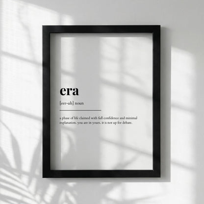 Era Definition Poster | Funny Era Meaning | Dictionary Style Wall Art | Motivational Quote Print | History Decor