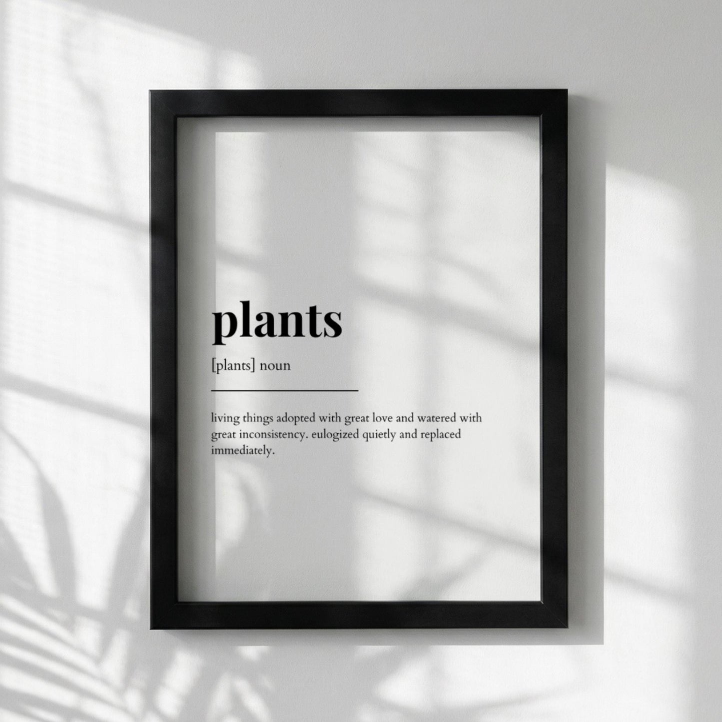 Plants Definition Poster | Funny Plants Meaning | Dictionary Style Wall Art | Motivational Quote Print | Nature Decor