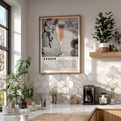 Bellini Black & White Poster | Minimalist Cocktail Wall Art | Modern Bar Decor | Italian Drink Print | Bar Cart Decor