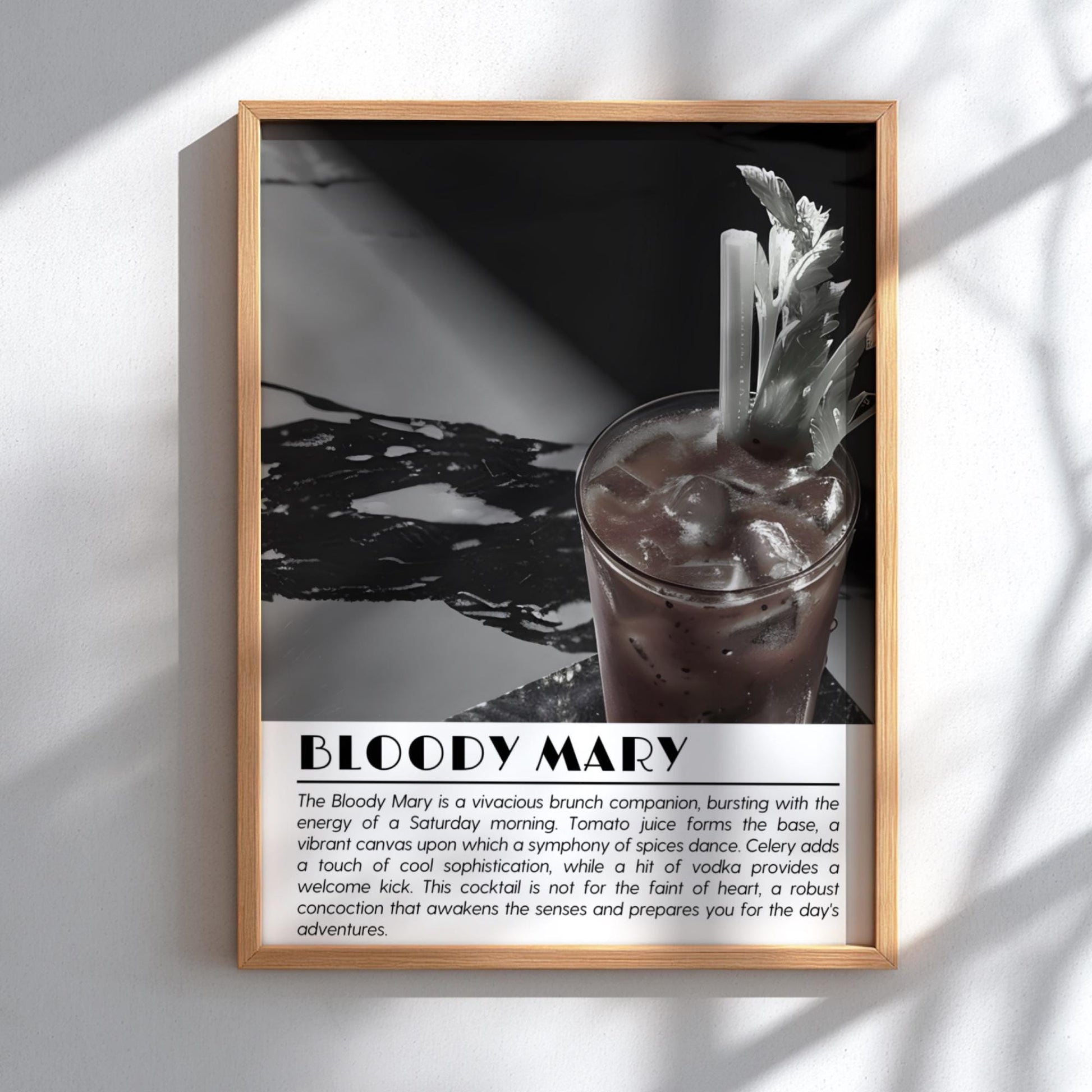 Bloody Mary Black & White Poster | Minimalist Cocktail Wall Art | Modern Bar Decor | Classic Drink Print | Kitchen Wall Art