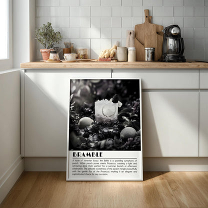 Bramble Black & White Poster | Minimalist Cocktail Wall Art | Modern Bar Decor | Classic Drink Print | Kitchen Wall Art
