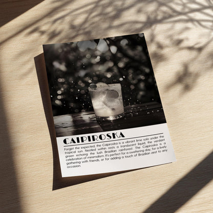 Caipiroska Black & White Poster | Minimalist Cocktail Wall Art | Modern Bar Decor | Classic Drink Print | Kitchen Wall Art