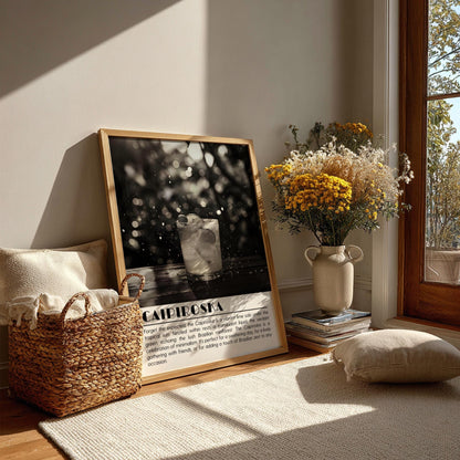 Caipiroska Black & White Poster | Minimalist Cocktail Wall Art | Modern Bar Decor | Classic Drink Print | Kitchen Wall Art