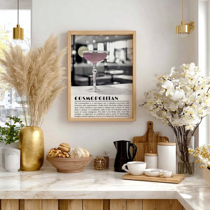 Cosmopolitan Black & White Poster | Minimalist Cocktail Wall Art | Modern Bar Decor | Classic Drink Print | Kitchen Wall Art