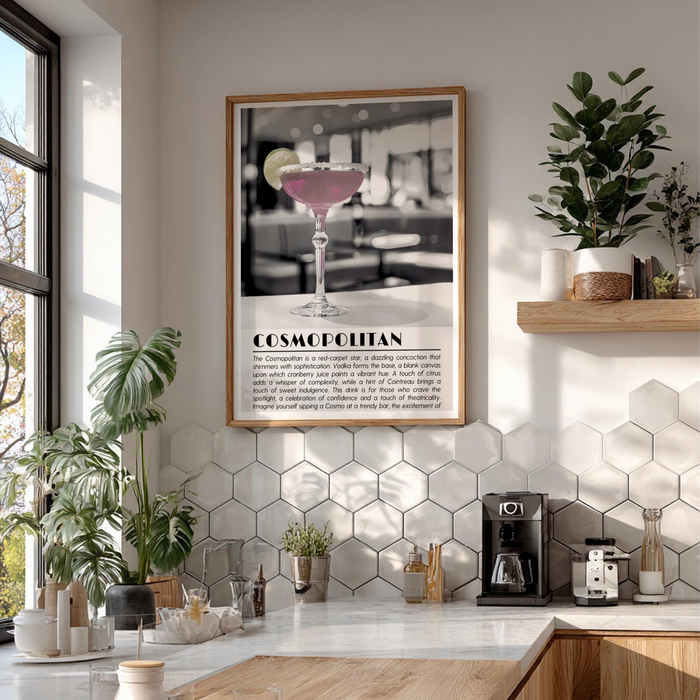 Cosmopolitan Black & White Poster | Minimalist Cocktail Wall Art | Modern Bar Decor | Classic Drink Print | Kitchen Wall Art