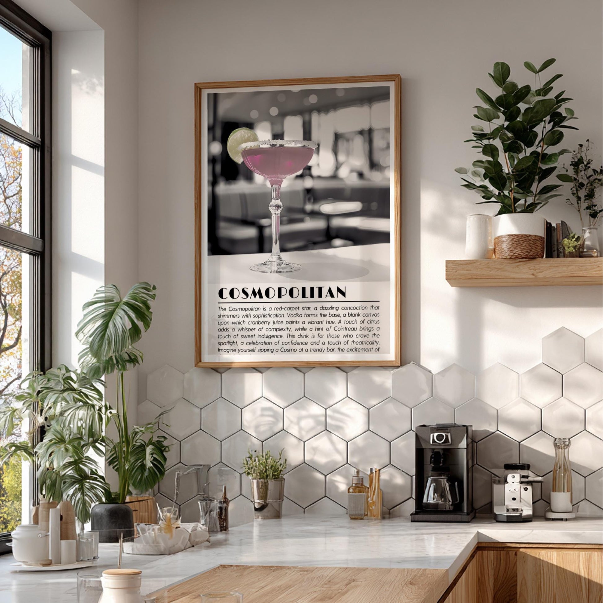 Cosmopolitan Black & White Poster | Minimalist Cocktail Wall Art | Modern Bar Decor | Classic Drink Print | Kitchen Wall Art
