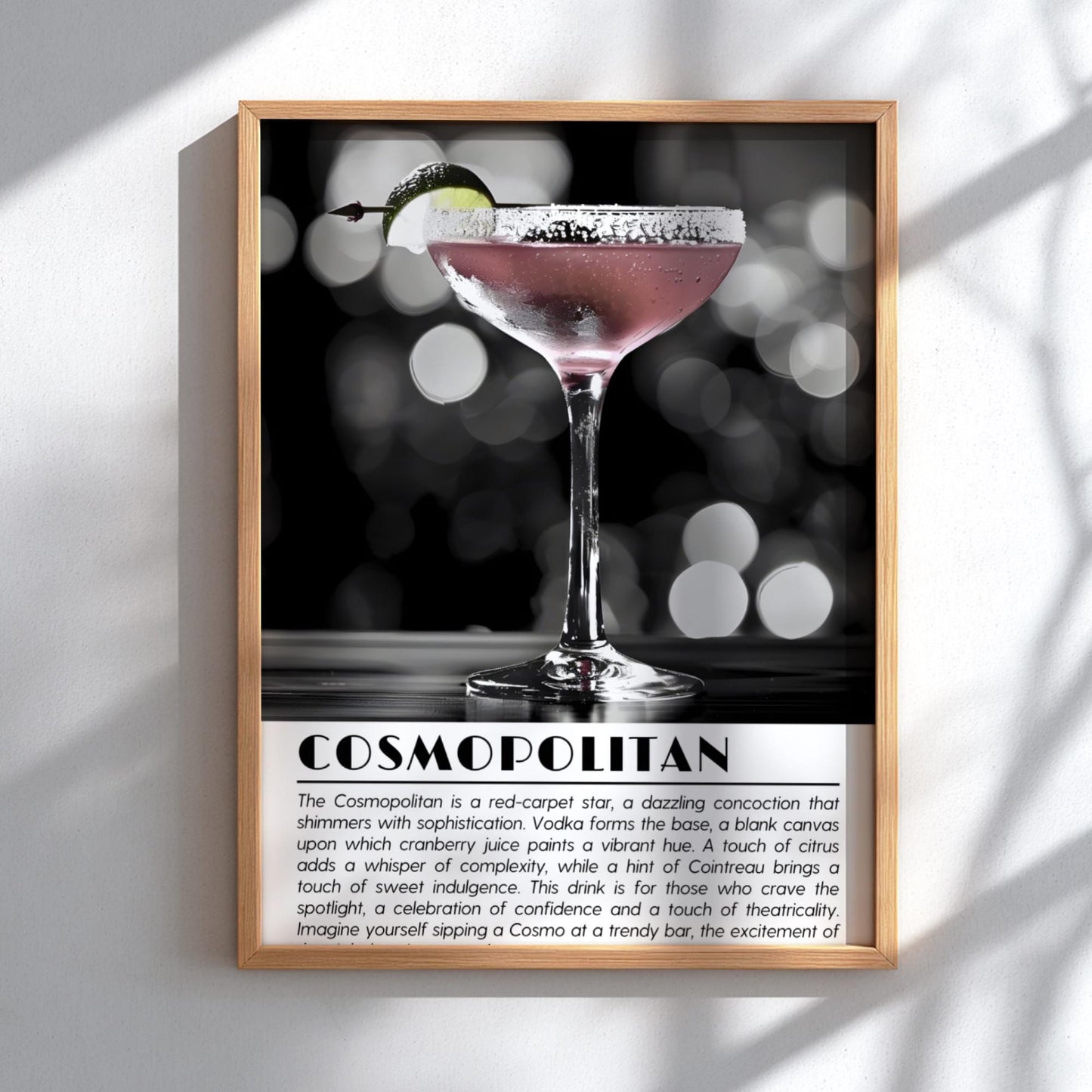 Cosmopolitan Black & White Poster | Bold Cocktail Wall Art Print | Modern Bar Decor | Stylish Drink Illustration | Kitchen Art