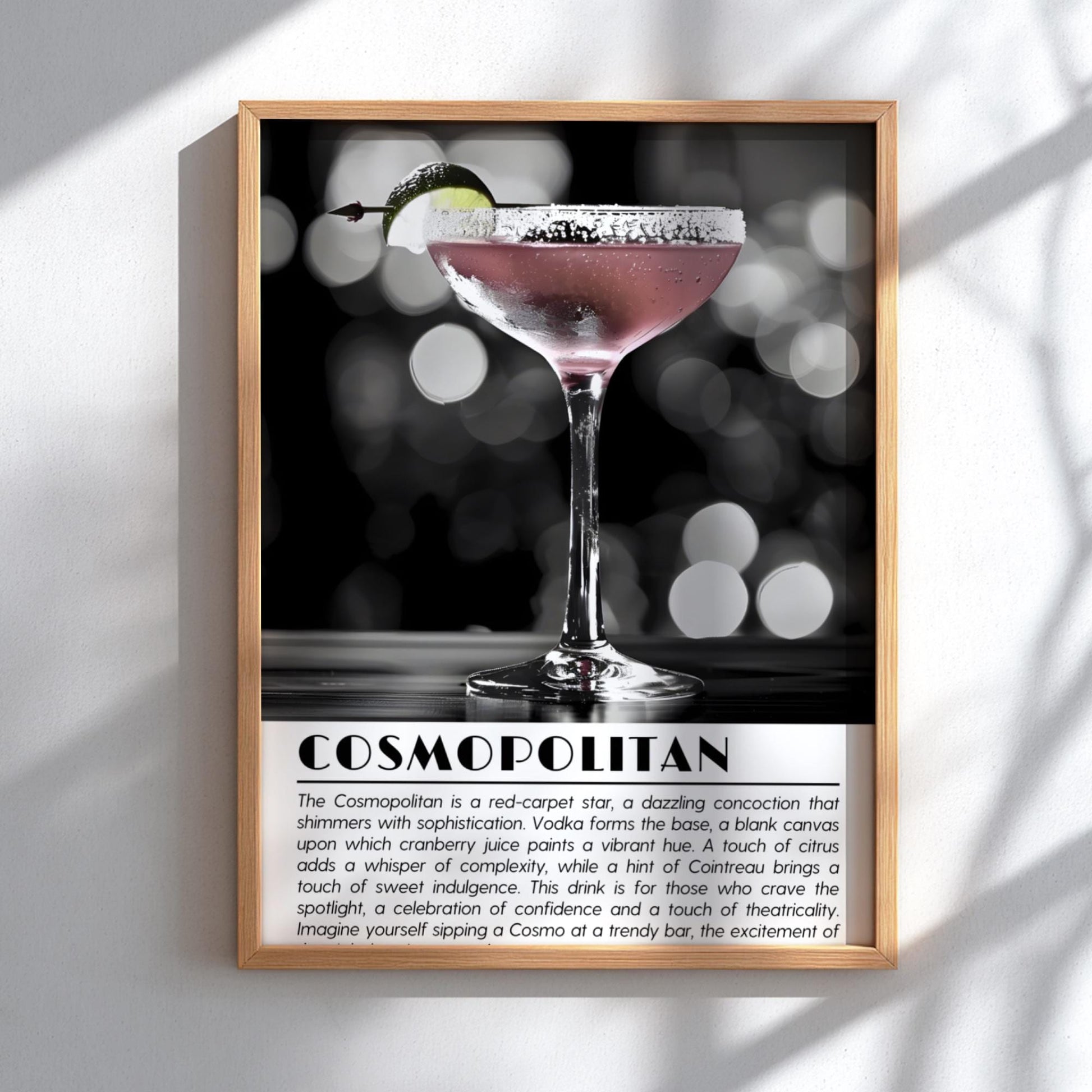 Cosmopolitan Black & White Poster | Bold Cocktail Wall Art Print | Modern Bar Decor | Stylish Drink Illustration | Kitchen Art