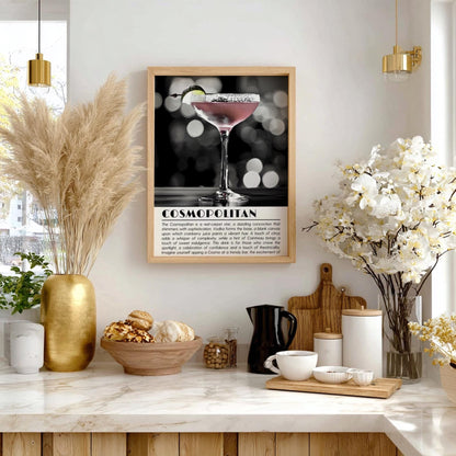 Cosmopolitan Black & White Poster | Bold Cocktail Wall Art Print | Modern Bar Decor | Stylish Drink Illustration | Kitchen Art