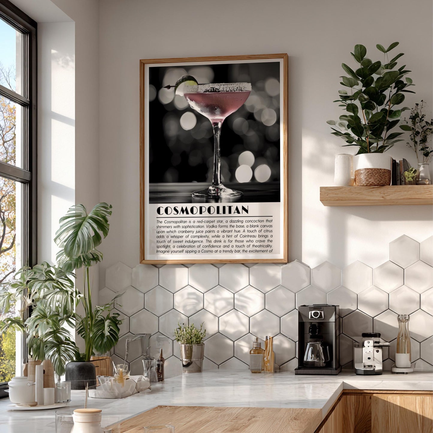Cosmopolitan Black & White Poster | Bold Cocktail Wall Art Print | Modern Bar Decor | Stylish Drink Illustration | Kitchen Art