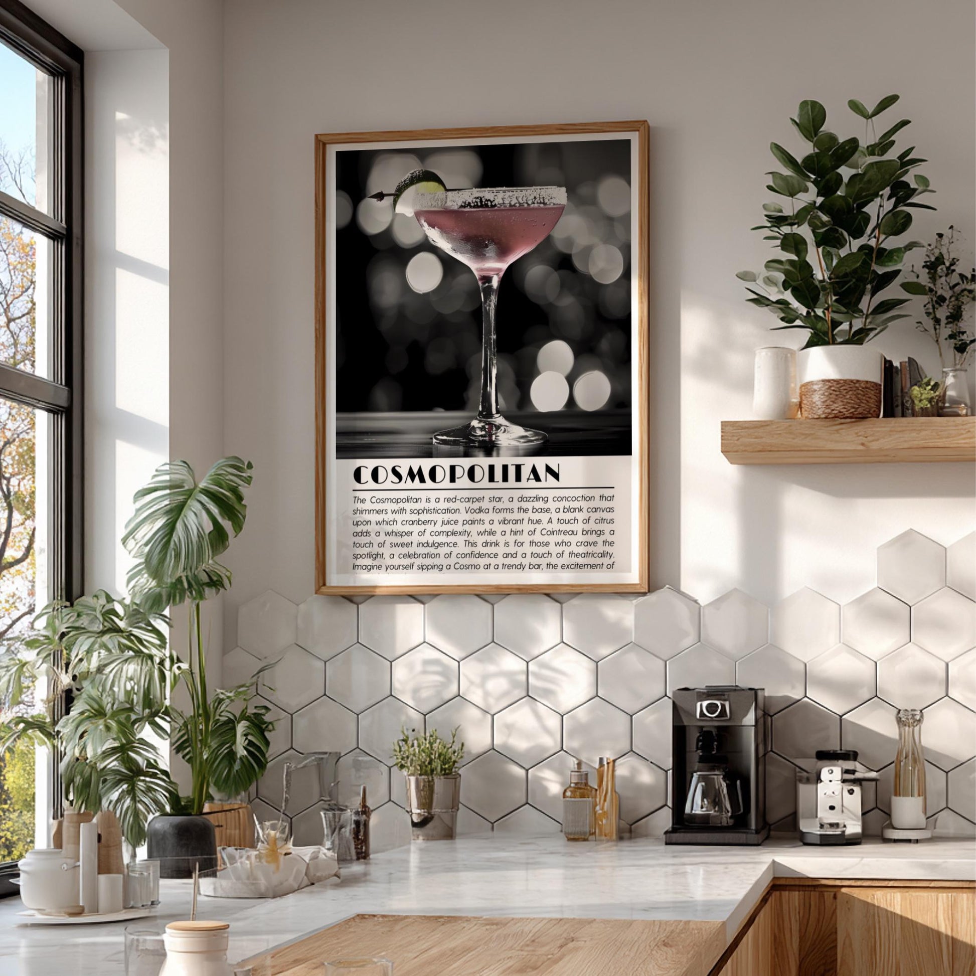 Cosmopolitan Black & White Poster | Bold Cocktail Wall Art Print | Modern Bar Decor | Stylish Drink Illustration | Kitchen Art