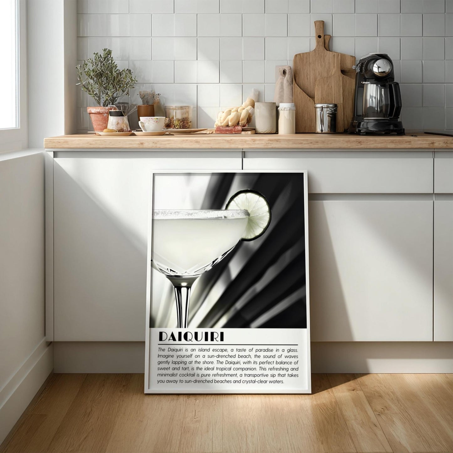 Daiquiri Black & White Poster | Minimalist Cocktail Wall Art | Modern Bar Decor | Classic Drink Print | Kitchen Wall Art